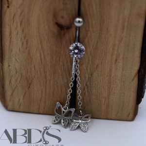 پیرسینگ ناف اویز پروانه ای