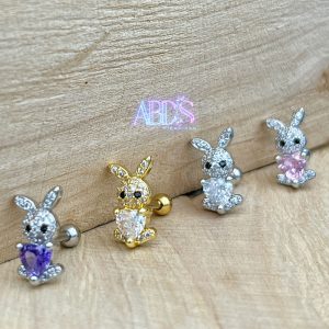 پیرسینگ گوش طرح خرگوش نگین‌دار 🐰✨