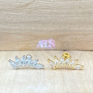 پیرسینگ گوش مدل آبشاری نگین‌دار طلایی و نقره‌ای اکسسوری آبدیس