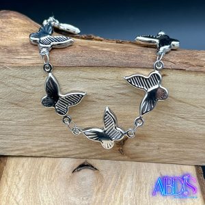 دستبند طرح پروانه نقره ای فانتزی اکسسوری آبدیس