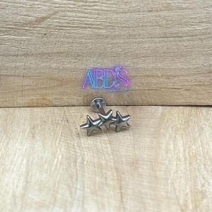 :پیرسینگ گوش و لب استیل طرح سه ستاره نقره ای پشت تخت ضد حساسیت اکسسوری آبدیس